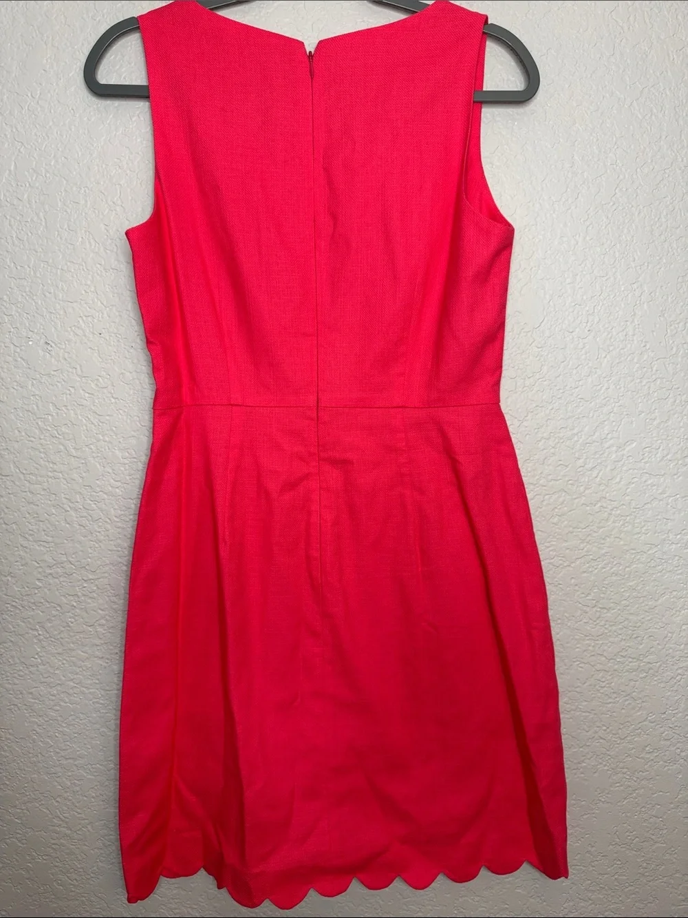 NWT J. Crew Scallop Hot Pink Mini Dress Size 6 Barbie Scalloped Hem